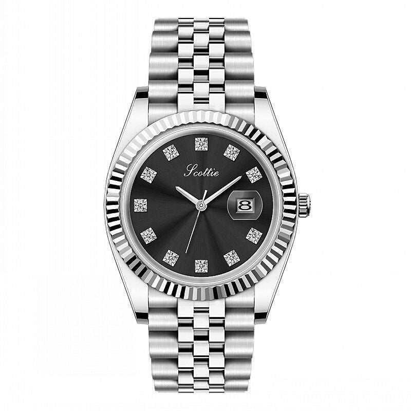 Women's Simple Elegant Solid Steel Belt Calendar Watch