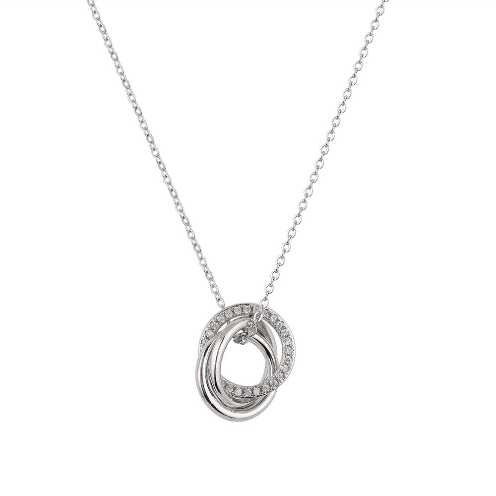 Fashionable And Versatile Seiko Micro-inlaid Interlocking Circle Necklace For Women