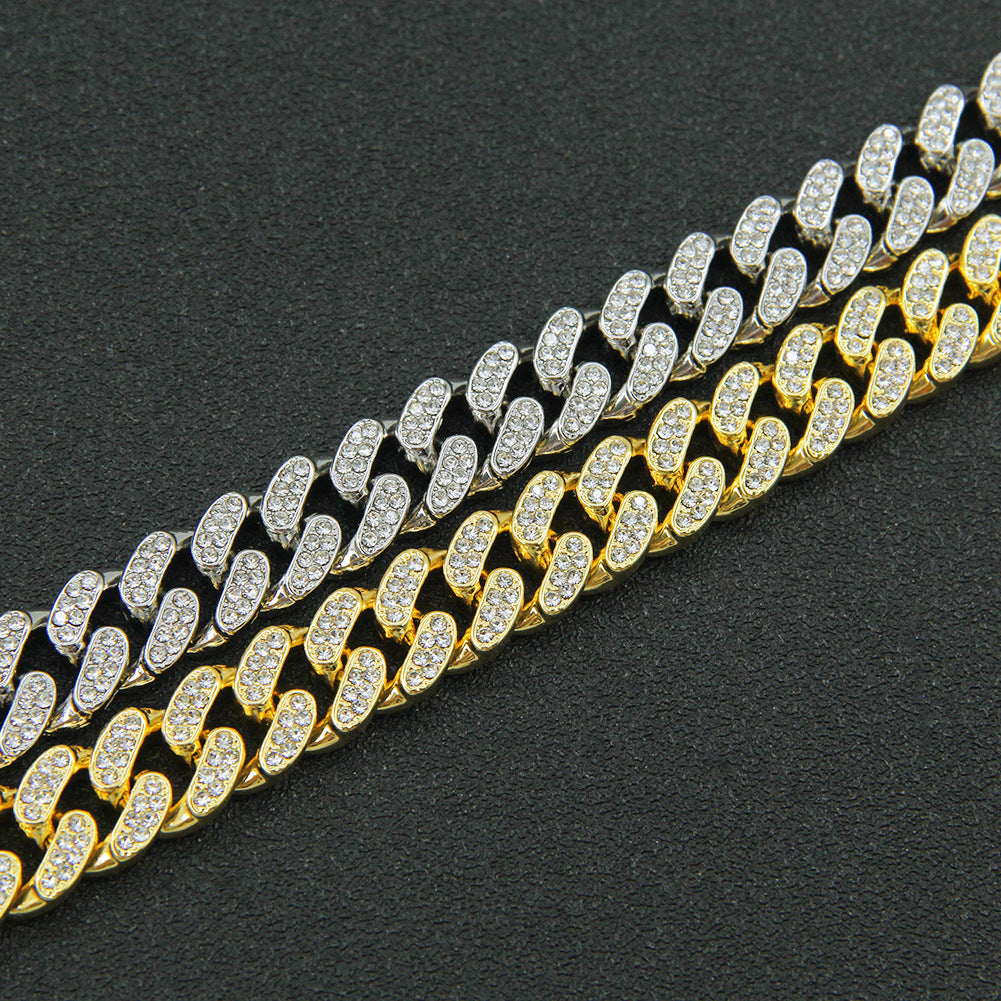 European And American Hip-hop Full Diamond Exaggerated Cuban Chain Necklace