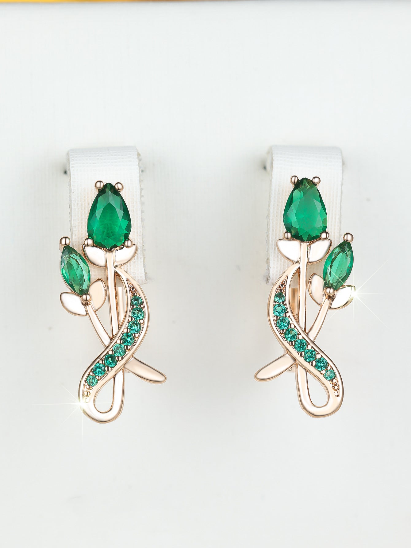 Luxury Flower Bouquet Champagne Tulip Full Diamond Earrings