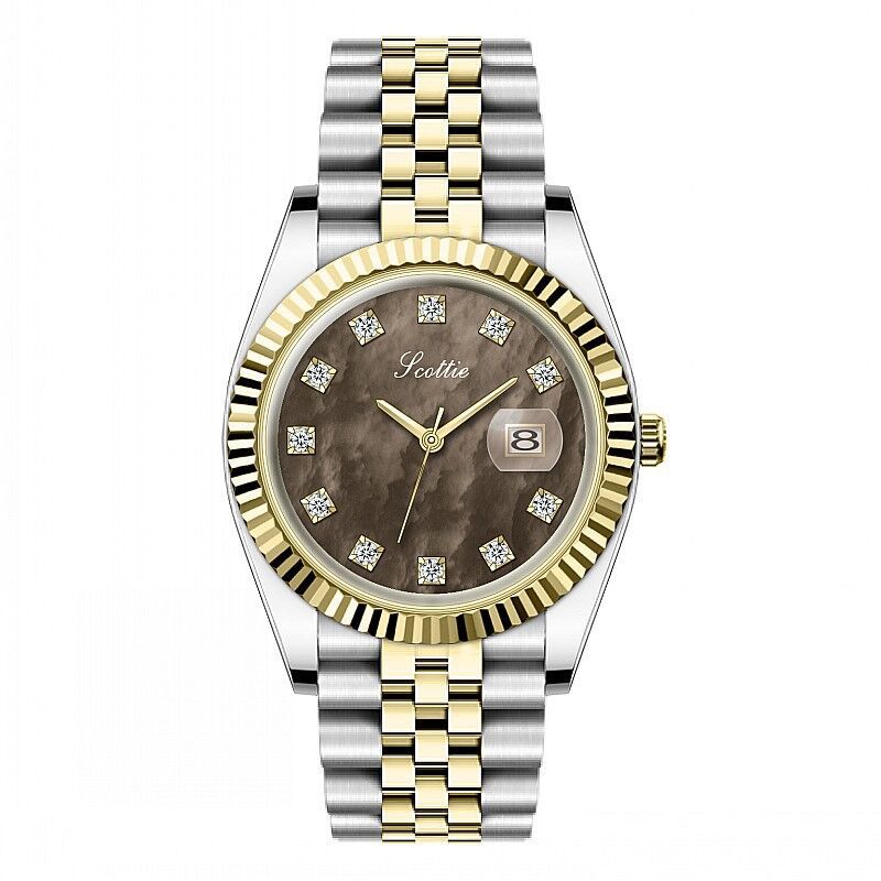 Women's Simple Elegant Solid Steel Belt Calendar Watch